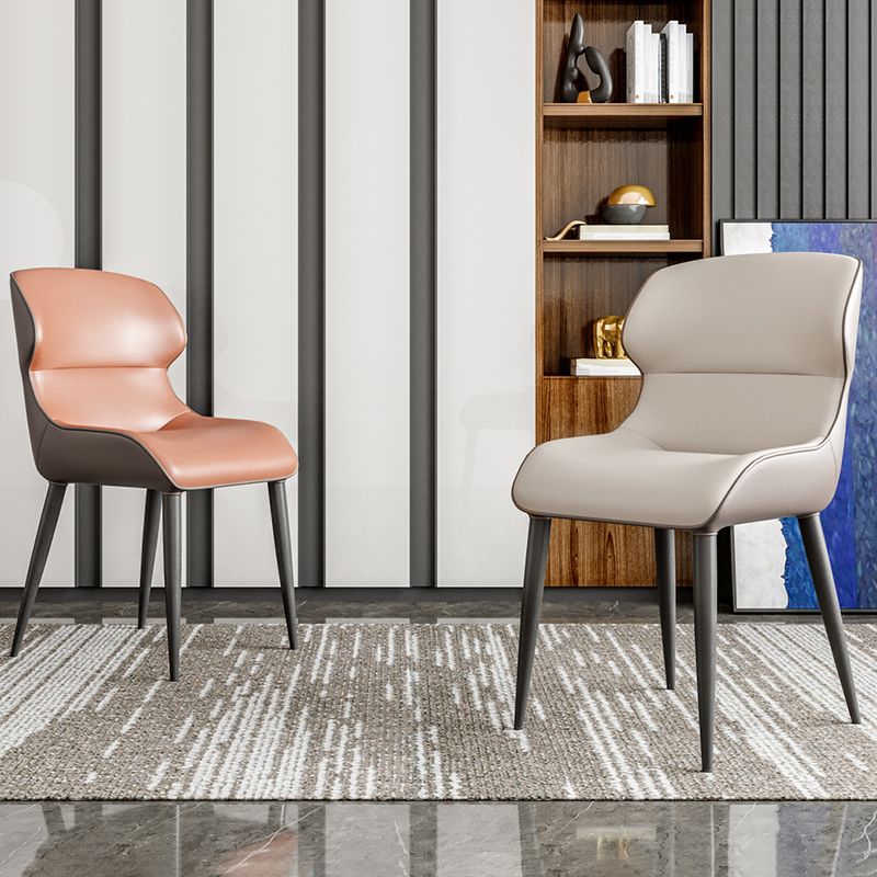 Contemporary Dining Chairs Wingback Dining Arm Side Chair with Metal Legs