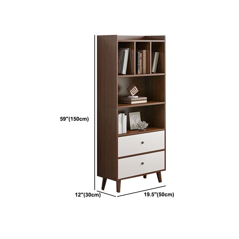 Modern Matte Finish Bookshelf Wooden Standard Bookcase with Drawer Storage