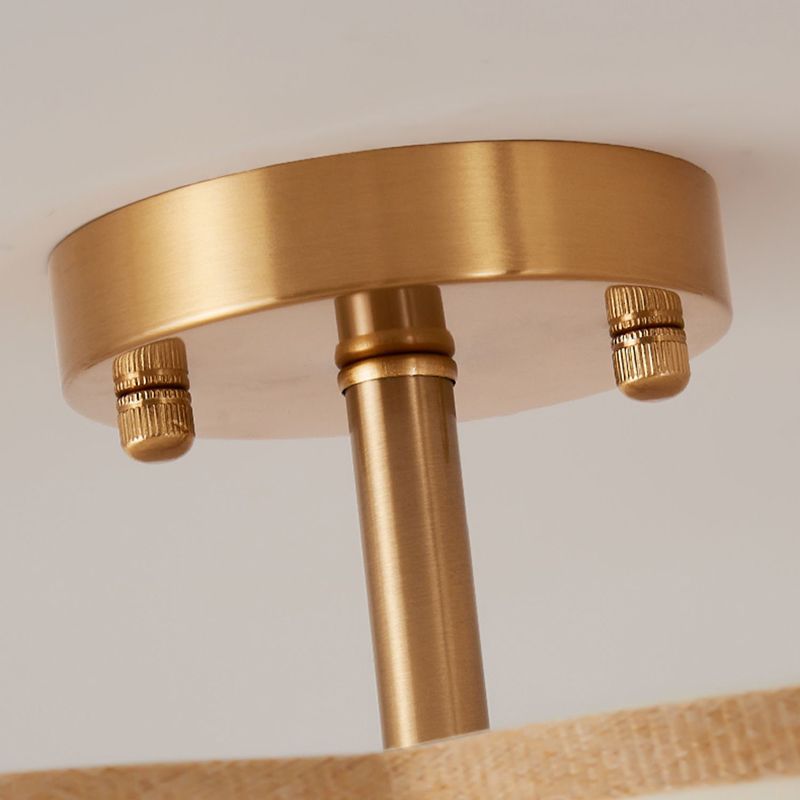 American Style Ceiling Light Geometry Shape Ceiling Lamp with Fabric Shade for Living Room