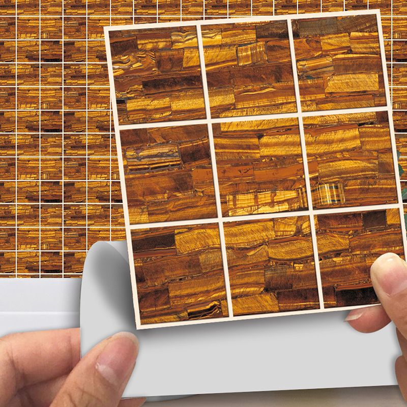Yellow-Brown Marble Stick Wallpaper Panels Temporary Modern Kitchen Wall Art (30 Pcs)