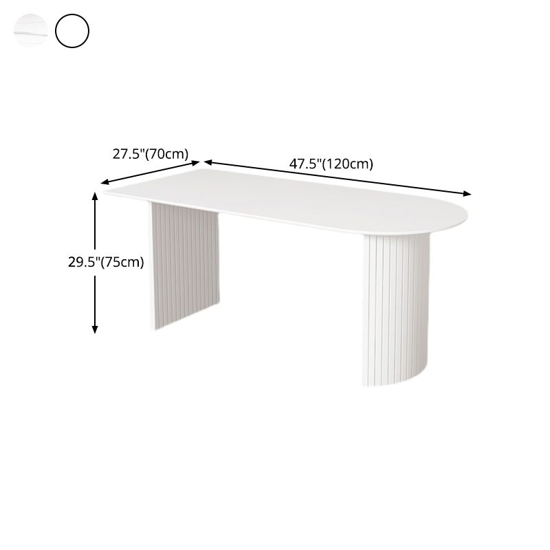 Sintered Stone Dining Table Modern White Dining Table with Wooden Base