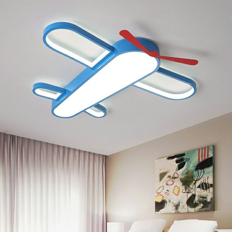 Flugzeug-Schlafzimmer Flush Mount Beleuchtung Acryl Kinder Stil LED-Unterputz-Halterung in Blau