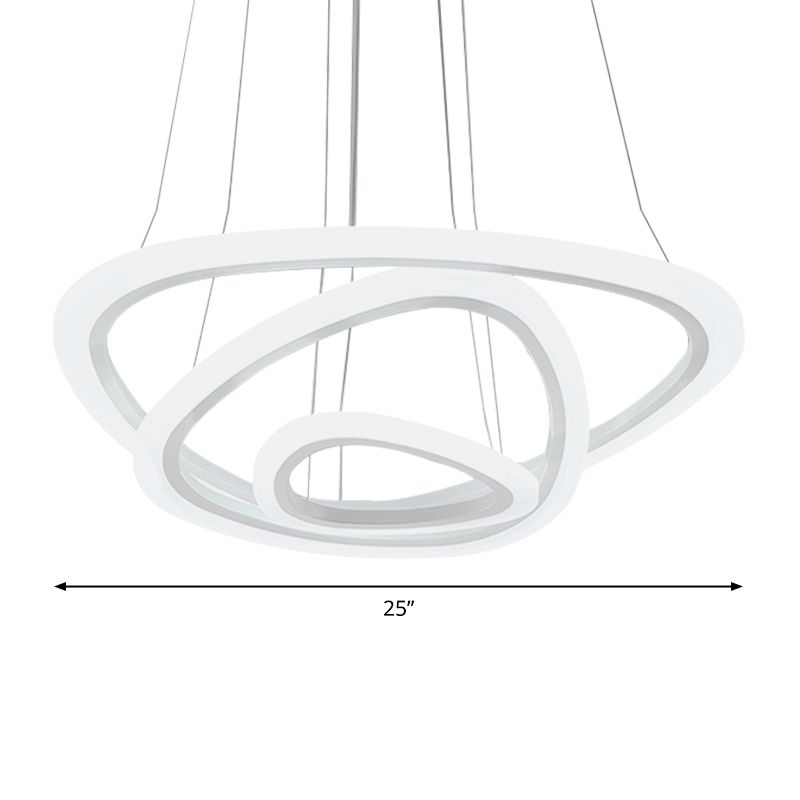 Weißes Dreieck führte LED Hängende Beleuchtungsminimalismus -Acryl -Kronleuchterlicht über Tisch