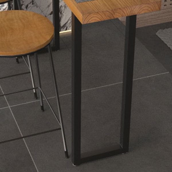 Industrial Rectangle Bar Height Table Solid Wood Bar Table with Double Pedestal Base