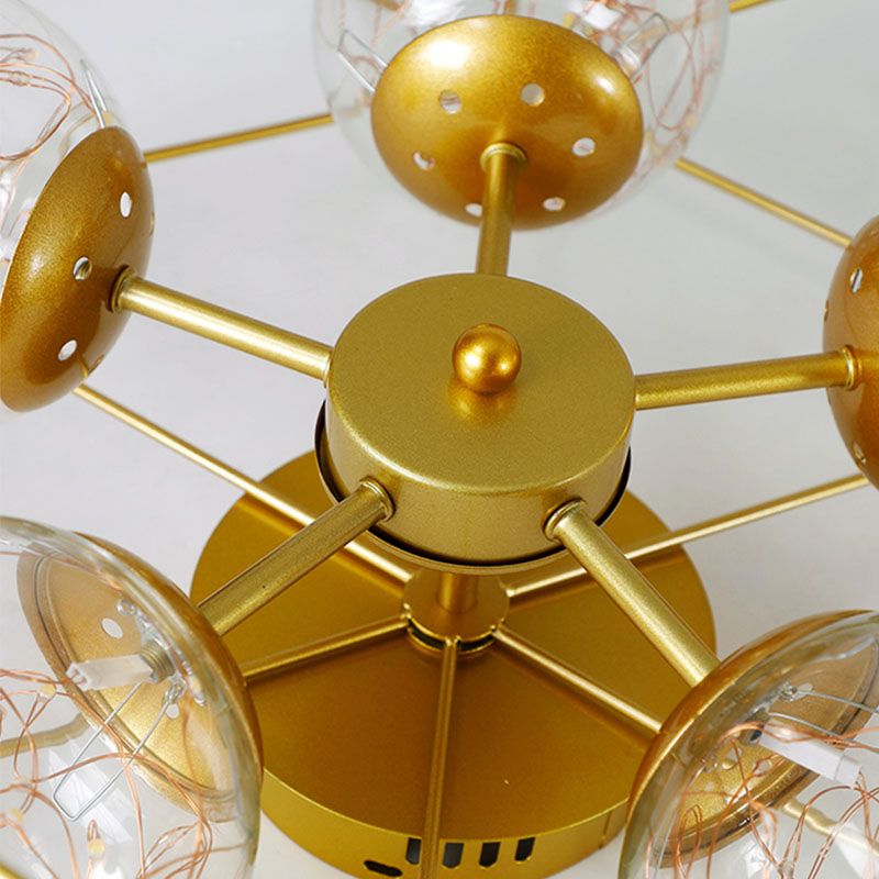 Metal Cage Design Simplicity Ceiling Light 5-Lights Modern Style Lighting Fixture