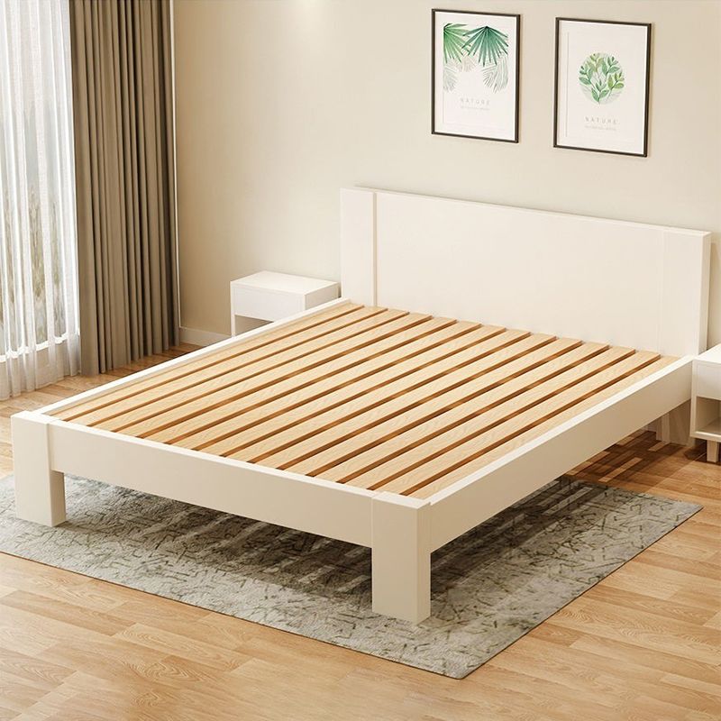 Scandinavian Wood Panel Standard Bed with Rectangular Headboard