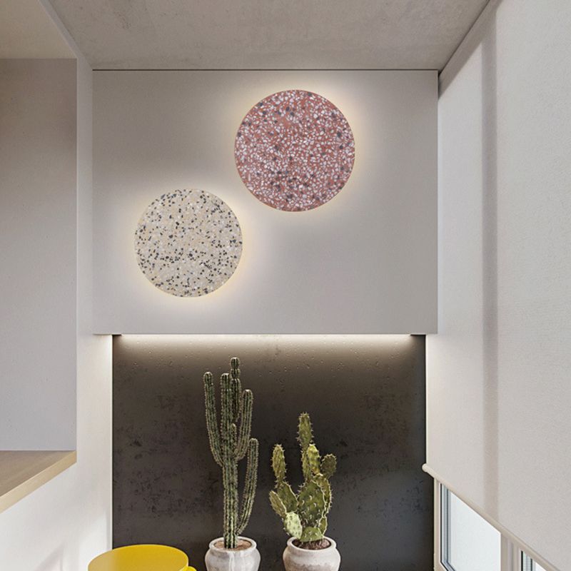 Modernist Sconce Lighting Circular Stone Wall Lamp for Hallway