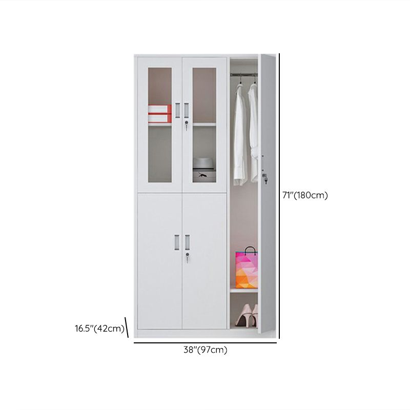 Modern Style Gray Storage Cabinet with Hinged Doors Metal Cabinet for Bathroom