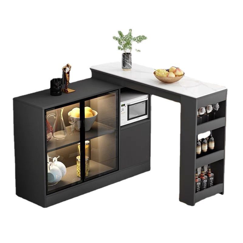 Modern Style Bistro Bar Table Sintered Stone Top Bar Table with Storages