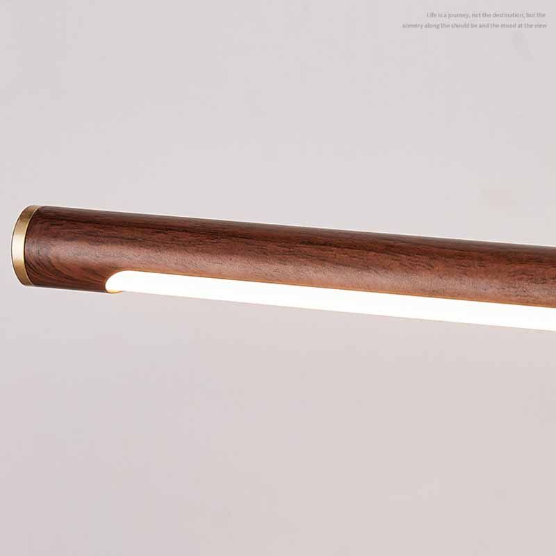 Walnut Wood Finish Linear Vanity Lighting Minimalist Metal LED Wall Light with Adjustable Arm