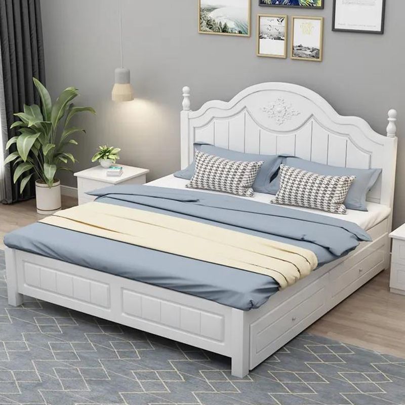 Victorian White Standard Bed Solid Wood Bed Frame with Custom Legs