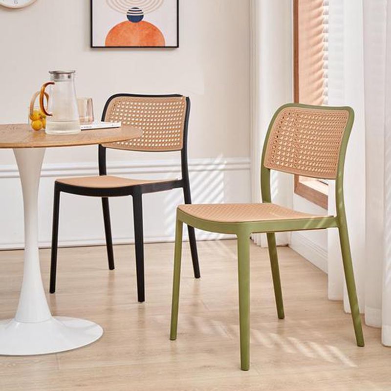 Plastic Patio Dining Side Chair Indoor Armless Open Back Chair