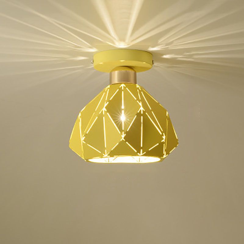 Modern Creative Iron Flush Mount Geometric 1-Light Ceiling Light for Bedroom