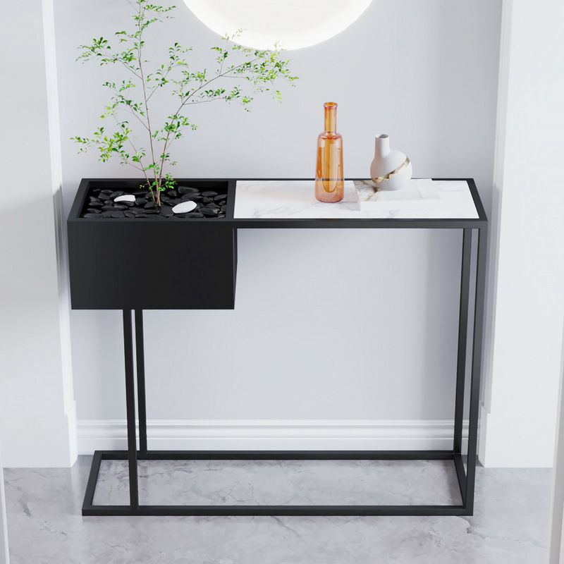 Contemporary Black Console Table Rectangle Console Sofa Table for Hall