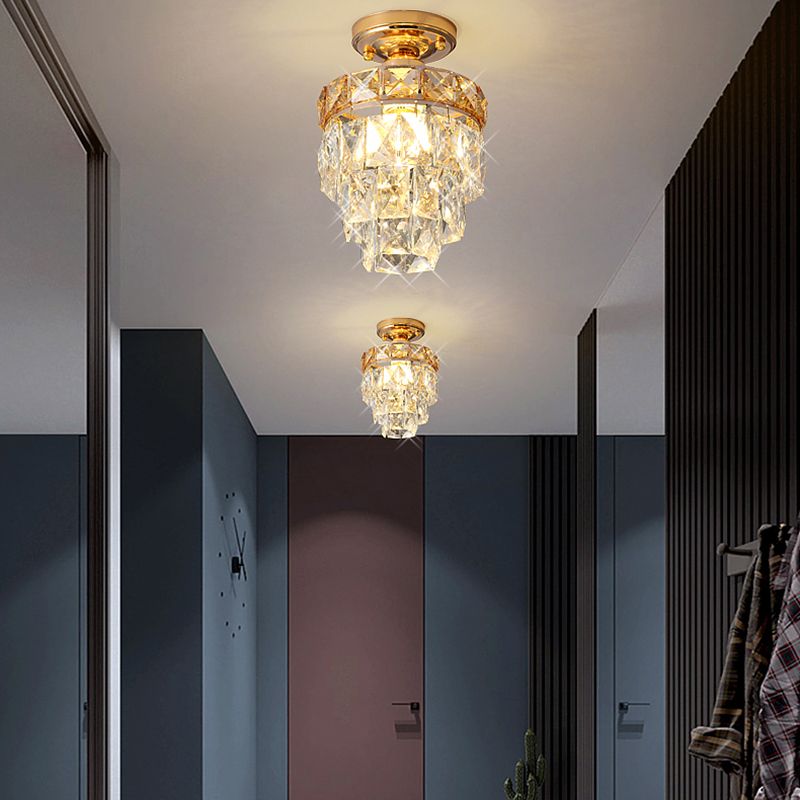Modern Simple Crystal Ceiling Light Cylinder Shape Ceiling Lamp for Bedroom