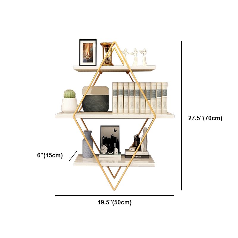 Open Bookcase Bookshelf Light Luxury Metal 3-Tier Book Shelf