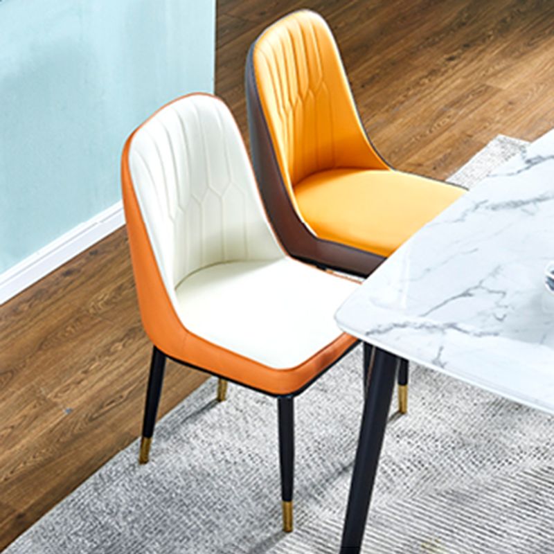 Chaise d'intérieur à base métallique de 18 pouces de large, chaise en cuir Parsons pour restaurant