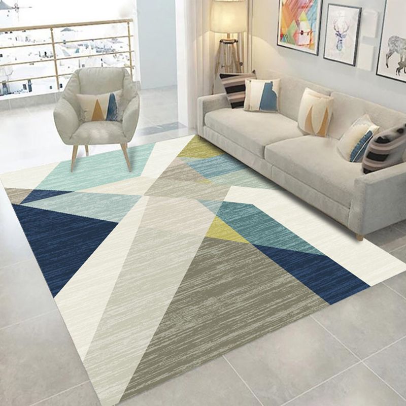 Simplicity Modern Rectangle Indoor Rug Trendy Triangle Pattern Carpet Polyester Non-Slip Backing Carpet for Home Decoration