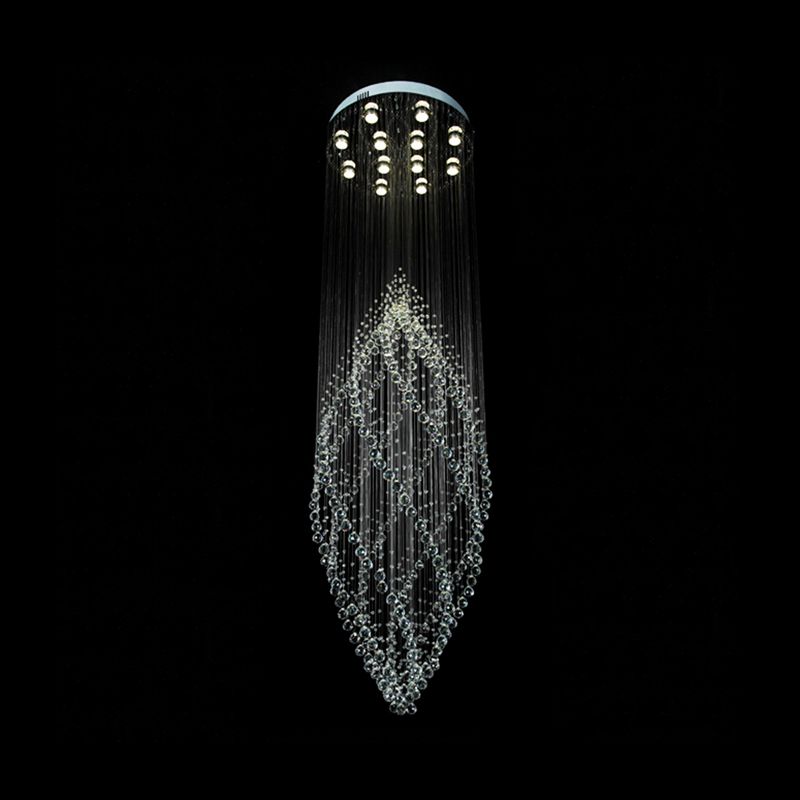 Silver Twirling Ceiling Light Modern Crystal 12-Bulb Stair LED Multi Pendant Chandelier