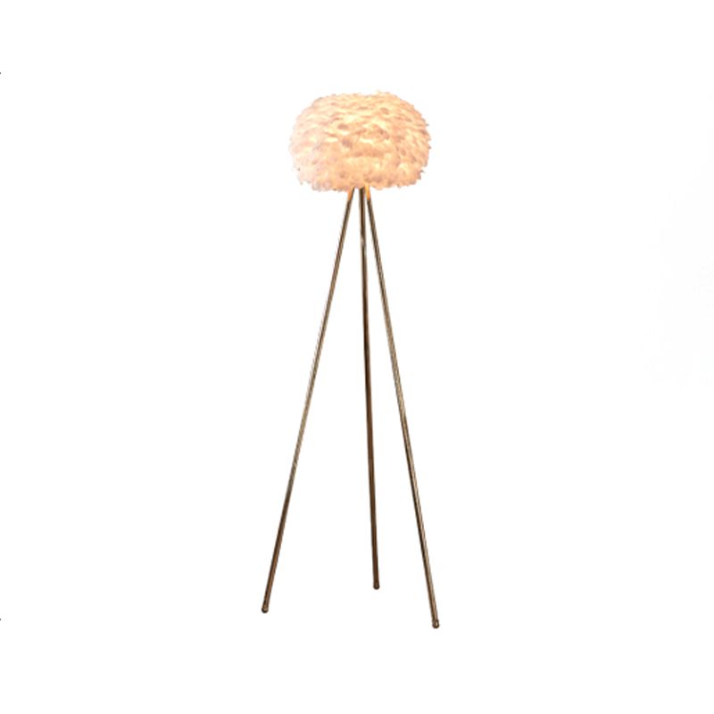Ball Shape Floor Light Nordic Style Feather Floor Lamp for Living Room