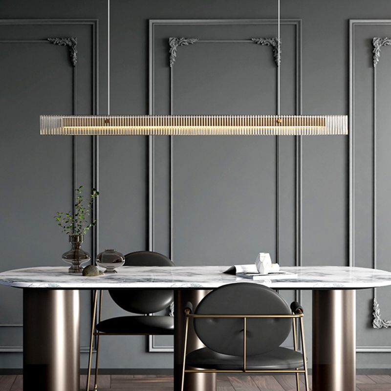 Aluminum Kitchen Island Fixture LED Bar Ceiling Pendant with Glass Shade