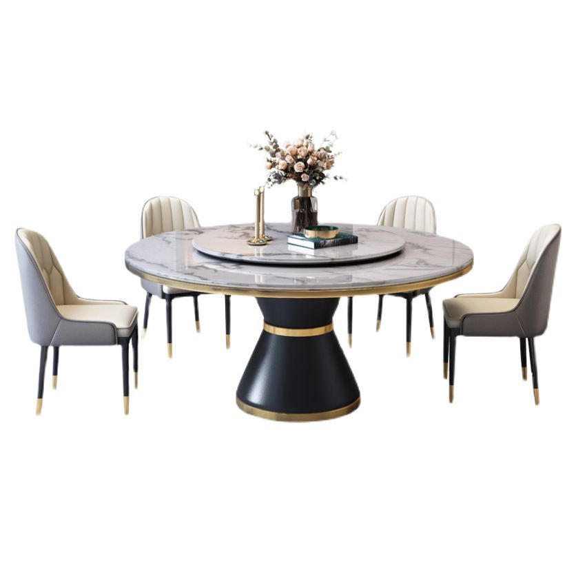 Round Kitchen Galm Sintered Stone Dining Table of Traditional Height for Dining Room Sets
