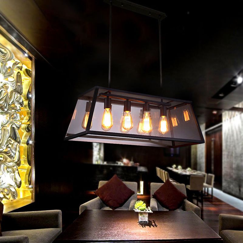Vetro 4 luci isola a ciondolo luci trapezoids industrial isola lampade per bar