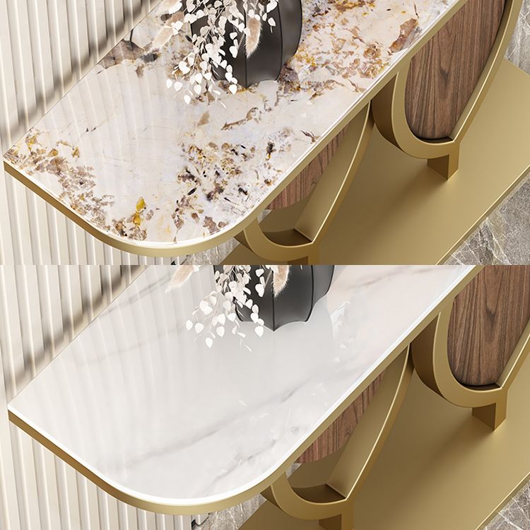 Glam Console Accent Table Antique Finish Half Moon Console Table