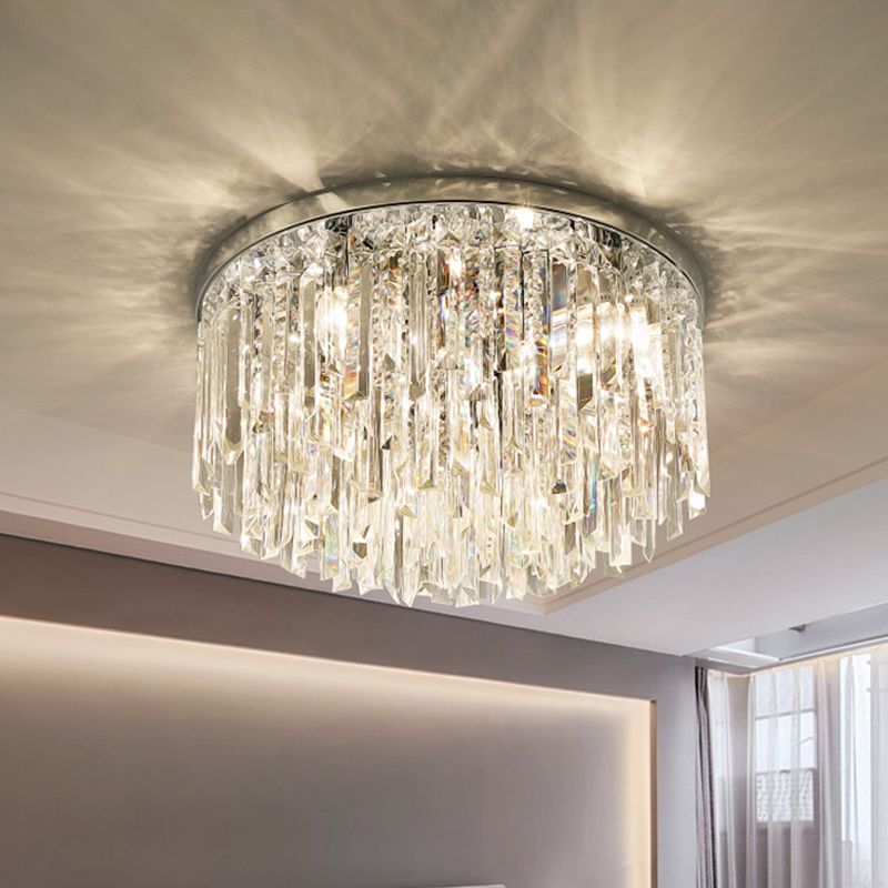 Chroom/Goud Tapered Flush Verlichting Hedendaagse Crystal Draping 6 Hoofden Slaapkamer Plafond Opgezette Licht