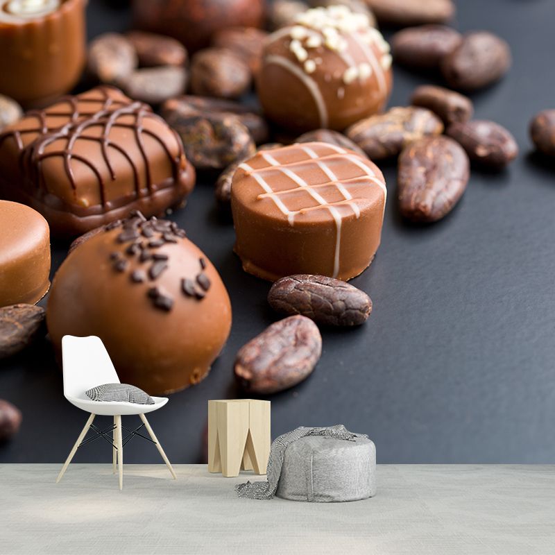 Dark Color Tasty Chocolate Mural Decal Contemporary Non-Woven Material Wall Covering