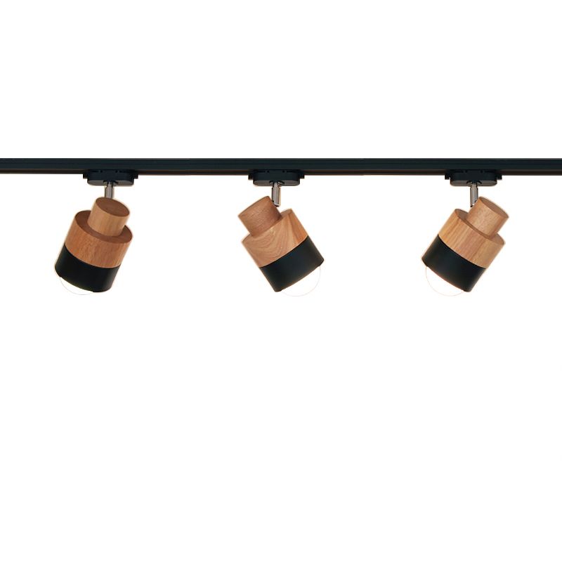 Iluminación LED sobre riel de estilo japonés, luz semiempotrada cilíndrica de madera maciza para el hogar, sala de estar y tienda de ropa, tienda comercial