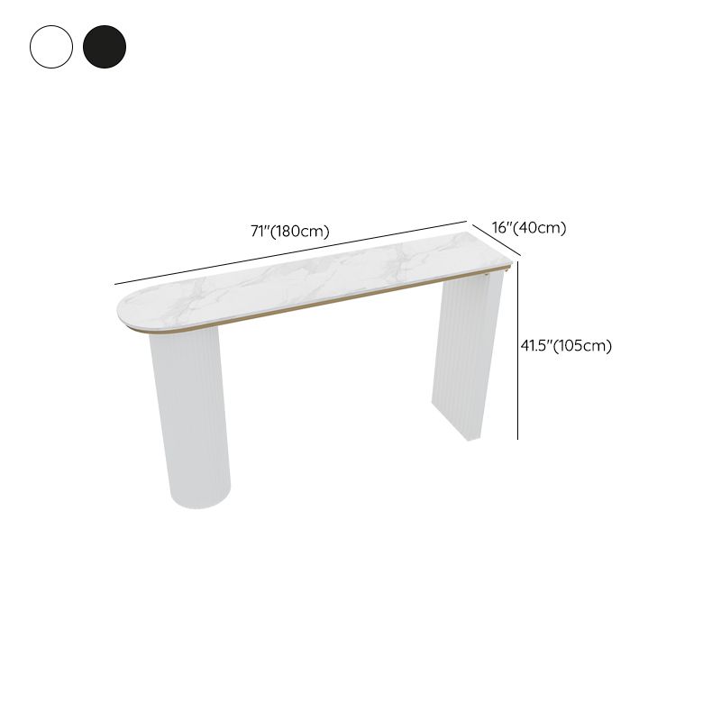 Faux Marble Bistro Bar Table Double Pedestal Bar Table for Living Room