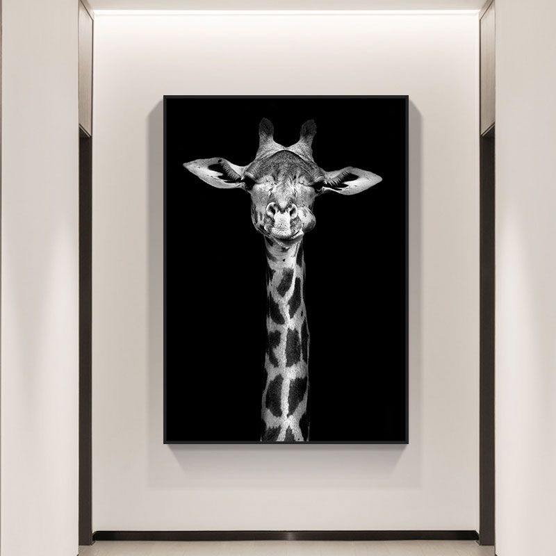 Wild Animal Canvas Print Modern Textured Wall Art Decor in Black, Multiple Sizes