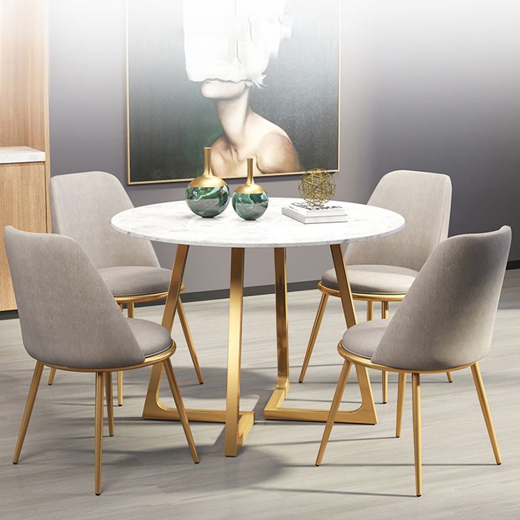 Scandinavian Style Fixed Dining Room Table Set with 4 Legs Base Dining Furniture