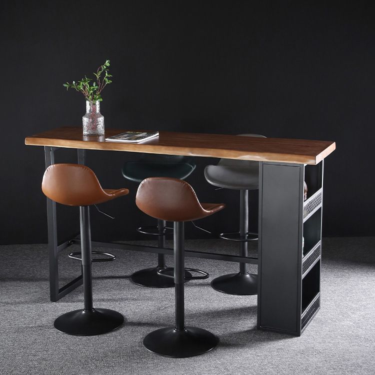 Industrial Style Swivel Leather Barstools Adjustable Low Back Stools