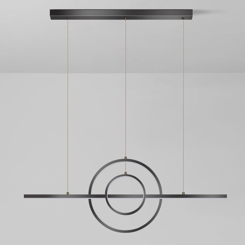 Linear Shape Island Lighting Ideas Modern Style Metal 3 Light Island Pendants in Black