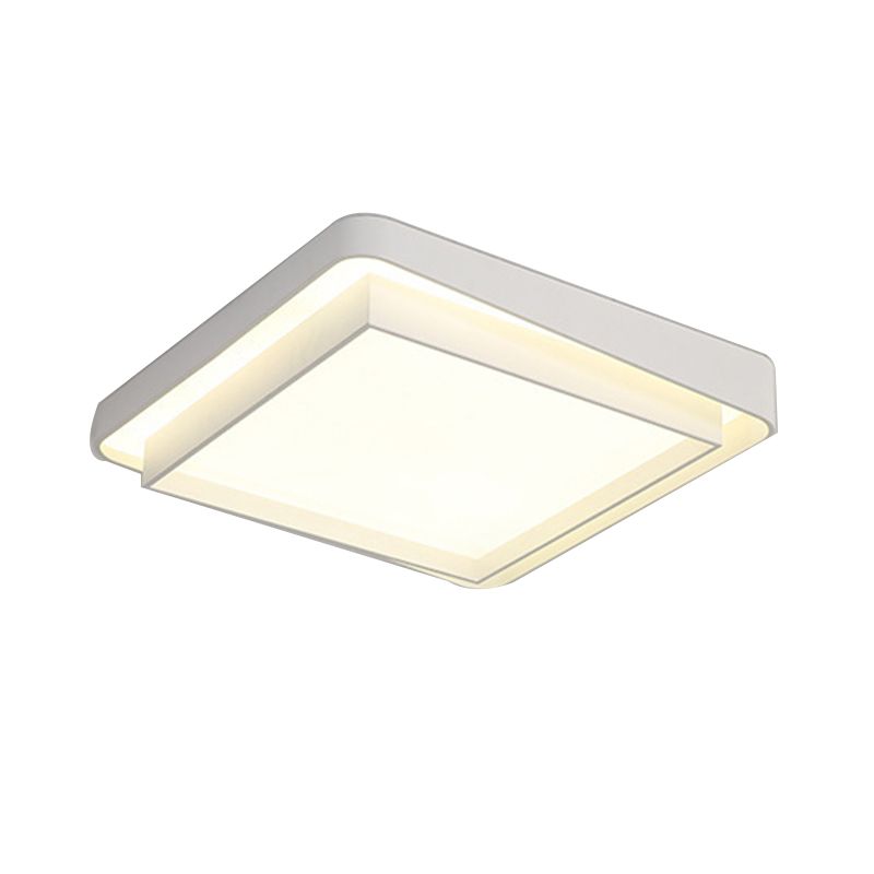 Geometric Flush Light Fixtures Modern Style Metal 1 Light Flush Mount Lighting in White