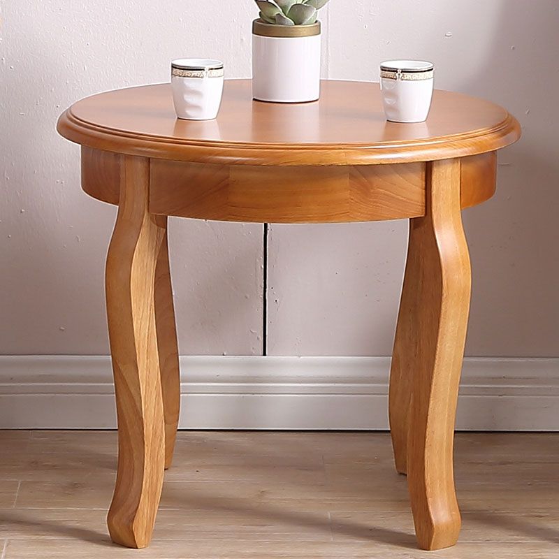 Traditional Wood Round Top Side Table 26.3" Tall 4 Legs End Table