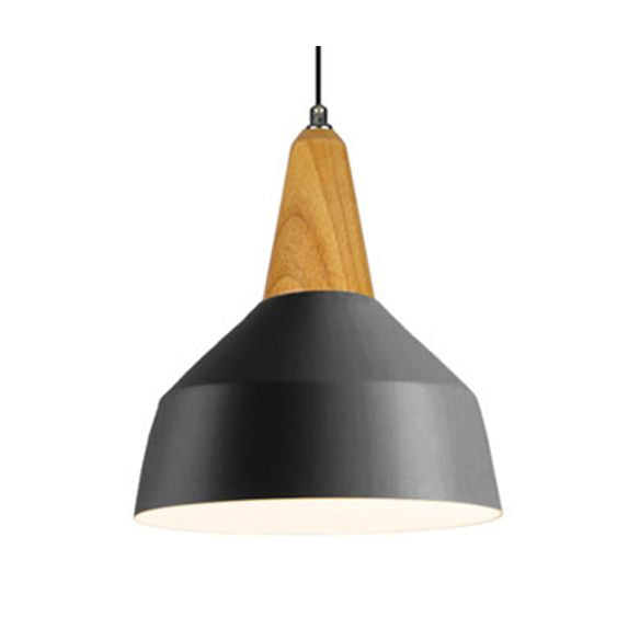 One Head Suspension Light Nordic Stylish Aluminum & Wood Pendant Light for Study Room