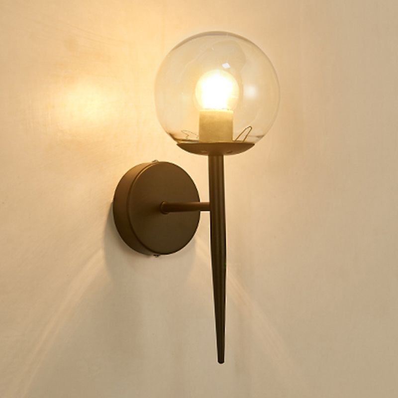 Modern Metal Wall Sconce Torch Shape Vanity Lamp with Glass Shade for Bathroom