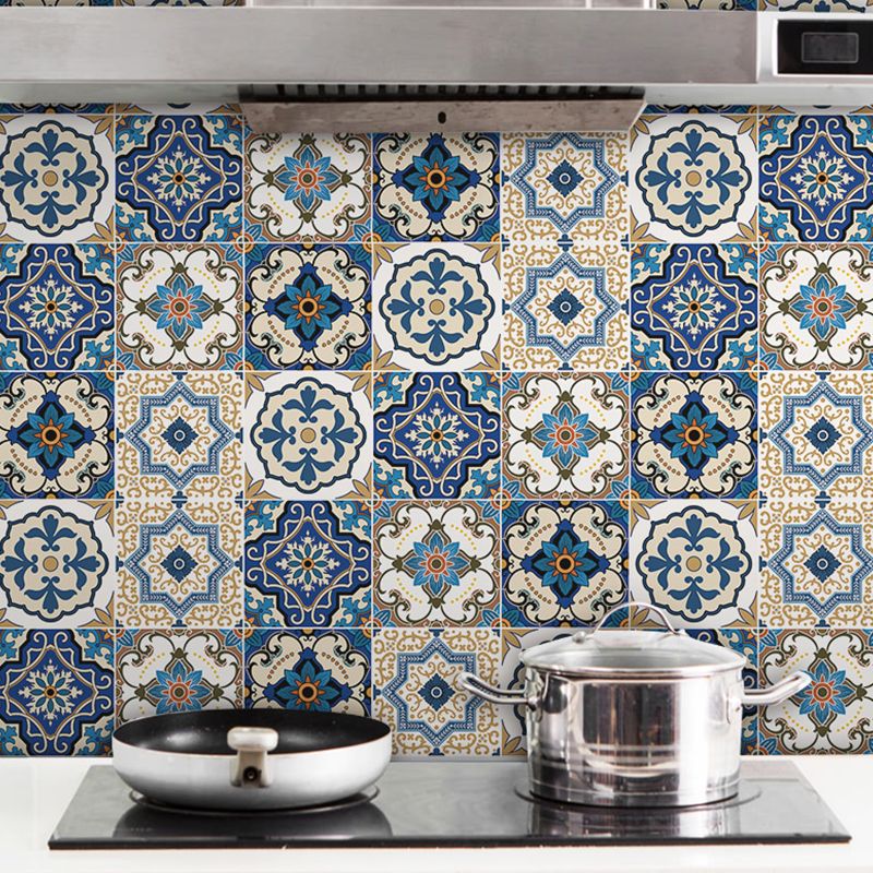 Peel and Stick Floral Wallpaper Bohemian PVC Wall Art for Kitchen, 9.7-sq ft (1 Piece)