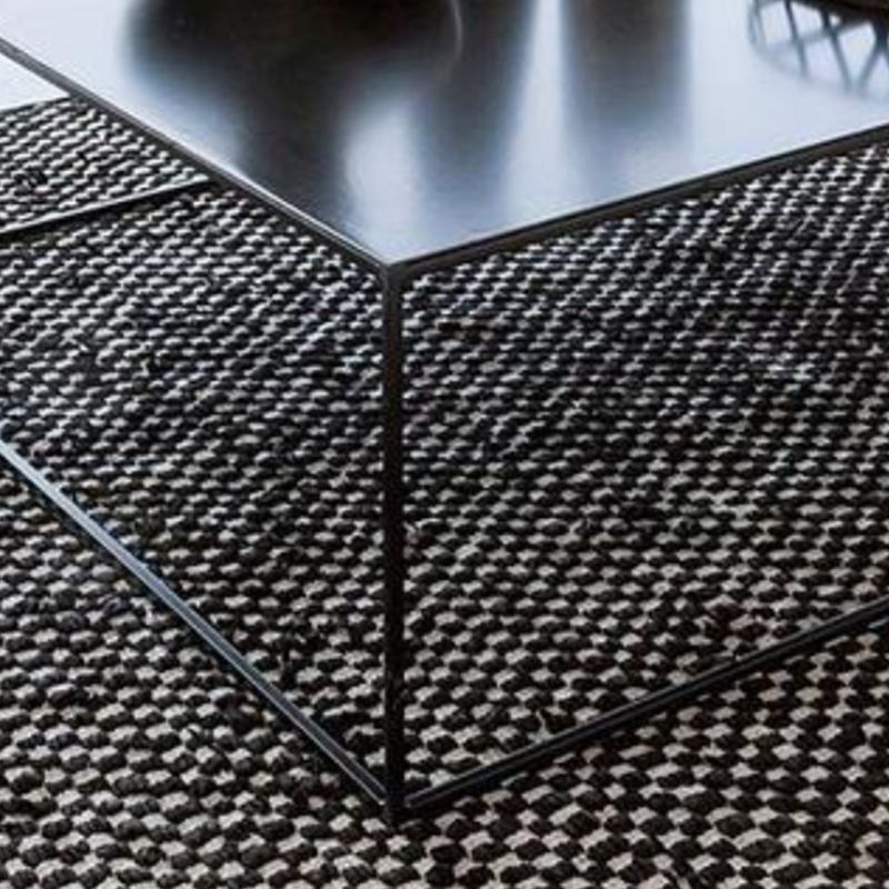 Iron Coffee Table with Frame Base Mid-Century Modern Black/White Coffee Table