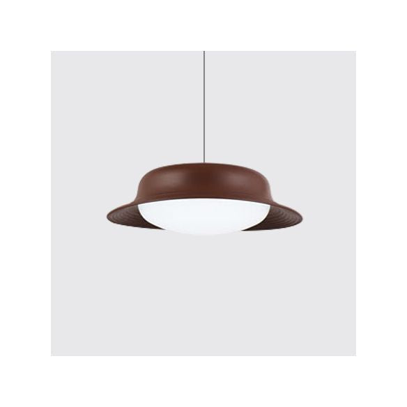 Chapeau Pendre Drop Post Post moderne Metal LED Dining Room Dining LAMPE PROSDE en blanc / marron