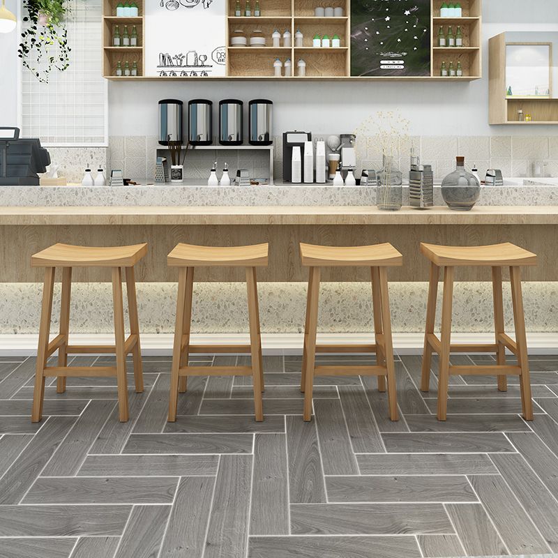 Industrial Backless Solid Wood Counter Stool Wooden Armless High Chair with 4 Legs