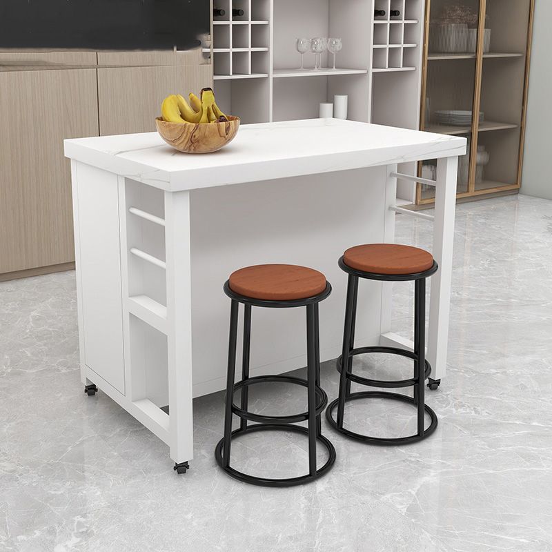 Marble Island Table Dining Room Kitchen Trolley with Storage Cabinet