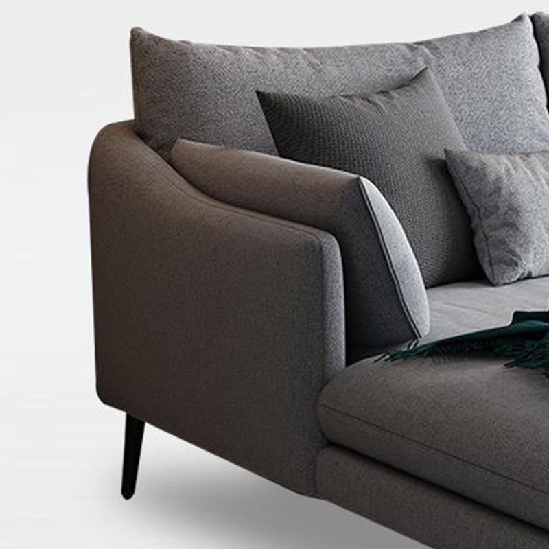 Modern 3/4-seater Fabric Sofa & Chaise Grey Slipcovered Sectional