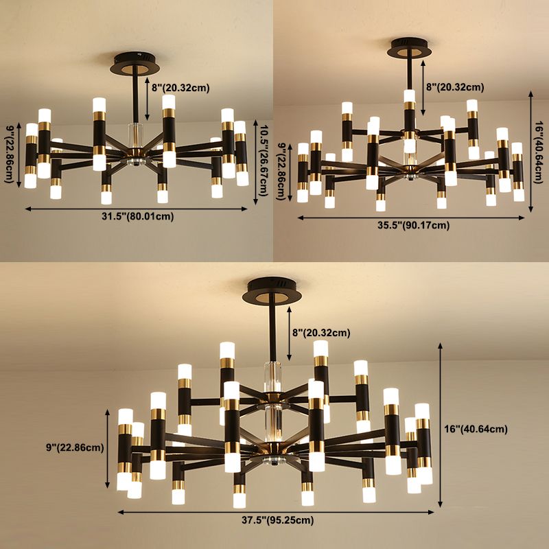 Chandelier de plafond de style moderne kit de lampe suspendue en acrylique en métal en métal en noir