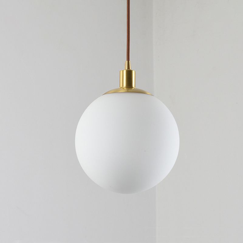 Nordic Modern Spherical Shape Pendant Light Frosted White Glass 1 Light Suspension Light for Bedroom