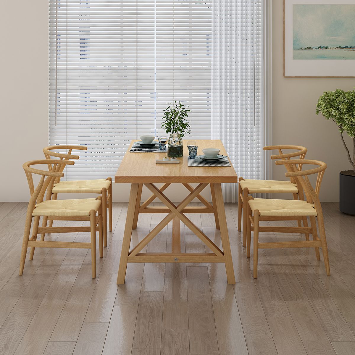 Modern 1/3/4/5 Pieces Dining Set Rectangle Pine Wood Dining Table for Dining Room