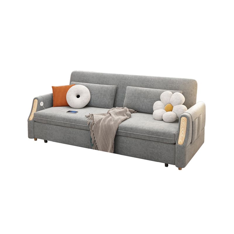 Contemporary Sloped Arm Convertible Bed Sofa Couch with Storage in Grey
